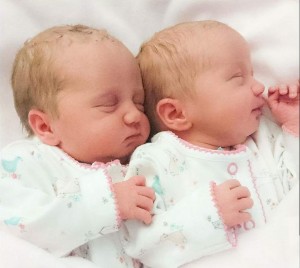 Sam and Ross present the arrival of their beautiful twin girls